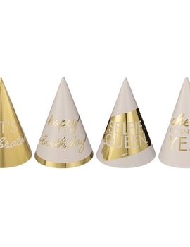 Golden Age Birthday Mini Foil Cone Hats -12ct