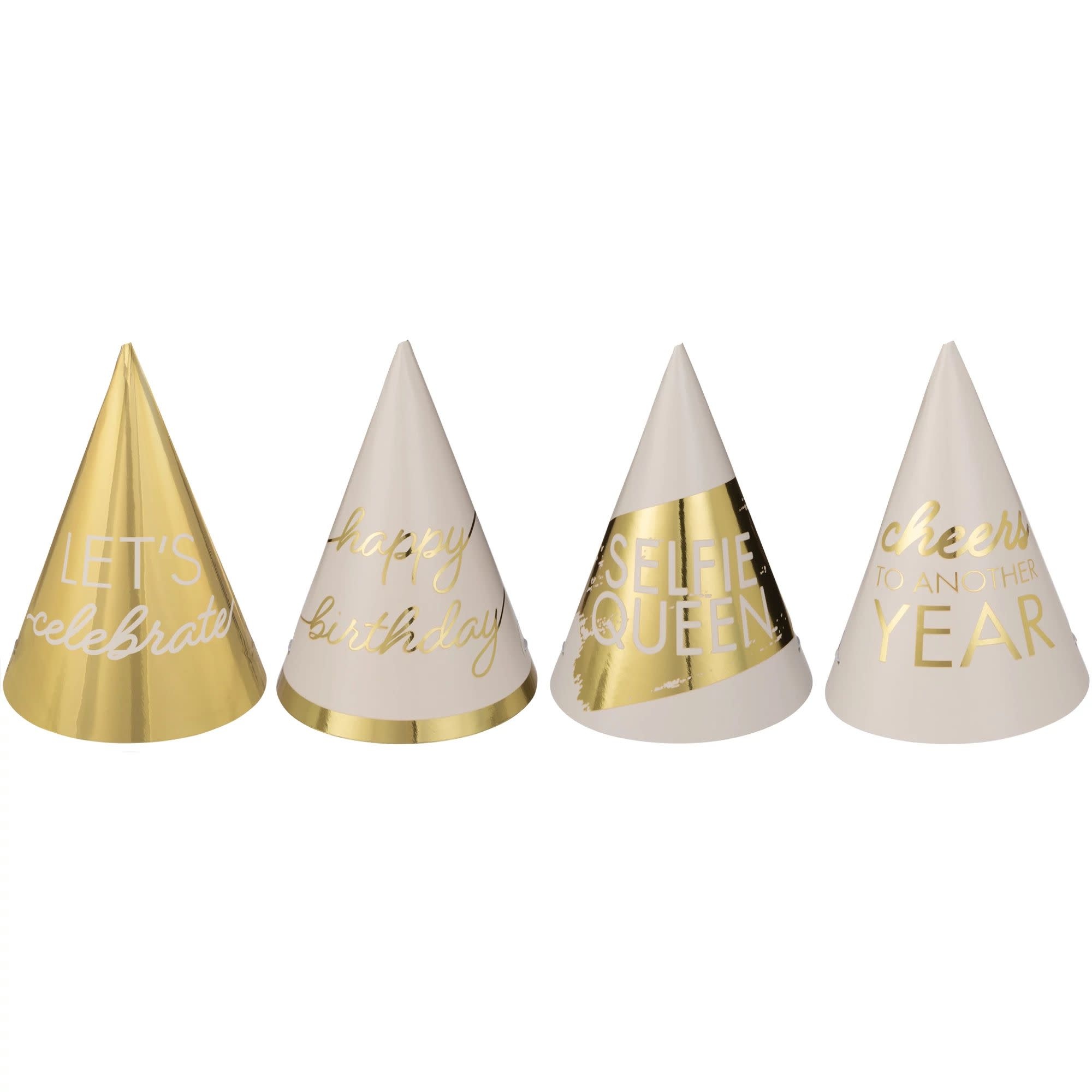 Golden Age Birthday Mini Foil Cone Hats -12ct