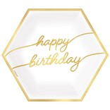 Golden Age Birthday Happy Birthday 9"Hexagon Metallic Plates -8ct
