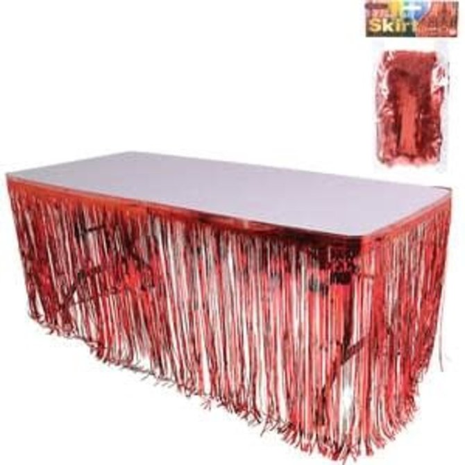 Red Foil Fringe Table Skirt -9' x 2.4'