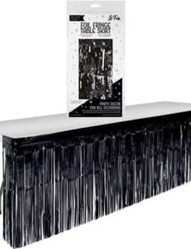 Black Foil Fringe Table Skirt -9' x 2.4'