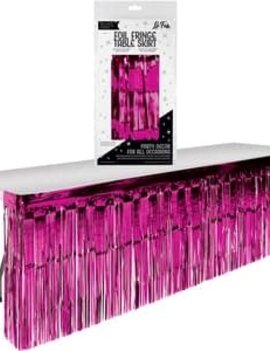 Fuchsia Foil Fringe Table Skirt -9' x 2.4'