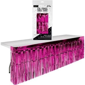 Fuchsia Foil Fringe Table Skirt -9' x 2.4'