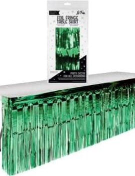 Green Foil Fringe Table Skirt -9' x 2.4'