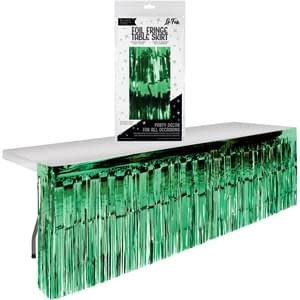 Green Foil Fringe Table Skirt -9' x 2.4'