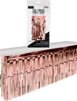 Rose Gold Foil Fringe Table Skirt -9' x 2.4'