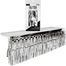 Silver Foil Fringe Table Skirt -9' x 2.4'