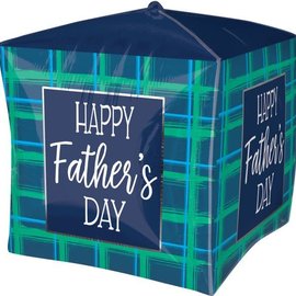 Father's Day Checks Cube Foil Balloon, 15"