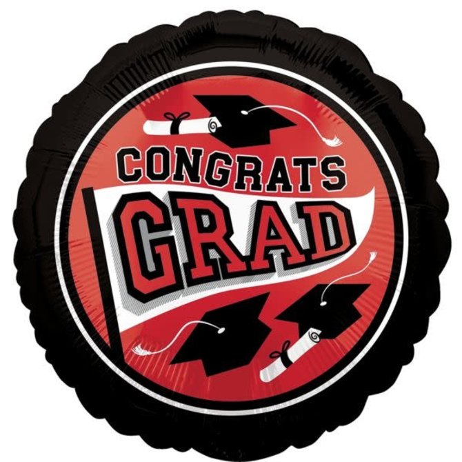 Congrats Grad School Color Foil Balloon - Red 18"