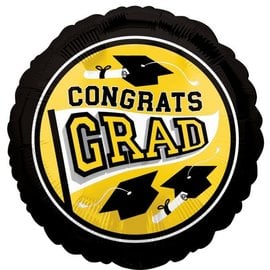 Congrats Grad School Color Foil Balloon - Yellow 18"