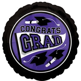 Congrats Grad School Color Foil Balloon - Purple 18"