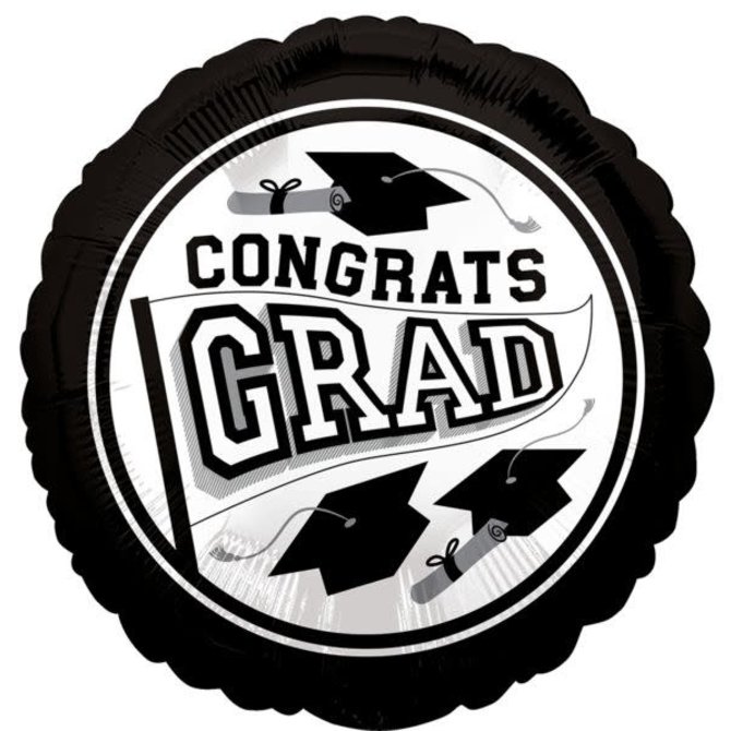 Congrats Grad School Color Foil Balloon - White 18"