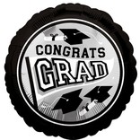 Congrats Grad School Color Foil Balloon - Silver 18"