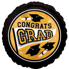 Congrats Grad School Color Foil Balloon - Gold 18"
