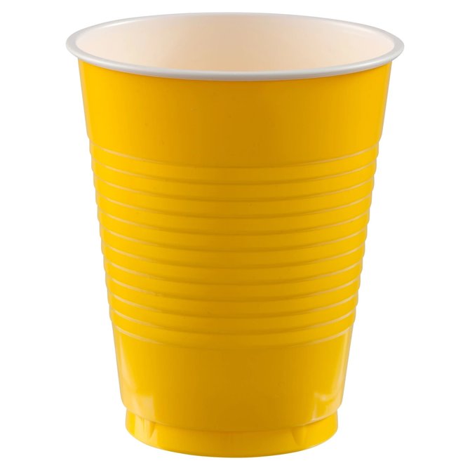18 oz. Plastic Cups, High Ct. - Yellow Sunshine 50ct