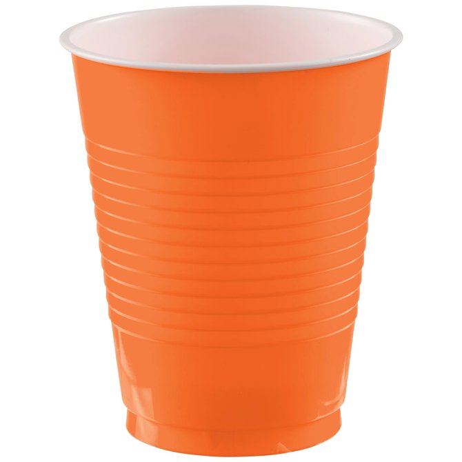 Amscan Big Party Pack Plastic Cups, 50 Count (Pack Of 1), Orange Peel