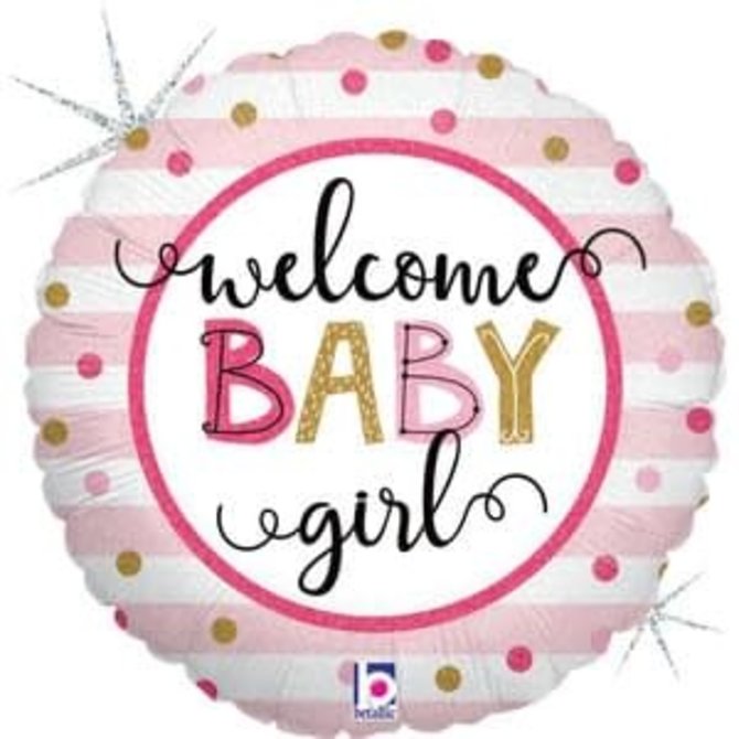 Baby Girl Stripes Balloon, 18"