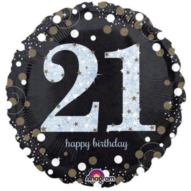 Sparkling 21st Birthday Foil Balloon, 18"