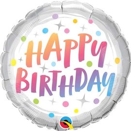Happy Birthday Rainbow Dots Foil Balloon, 18"