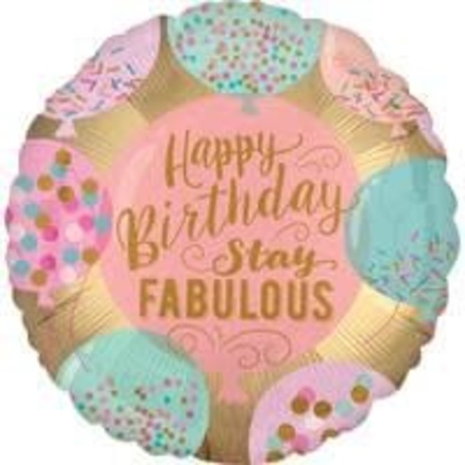 18" Happy Birthday Stay Fabulous Balloon