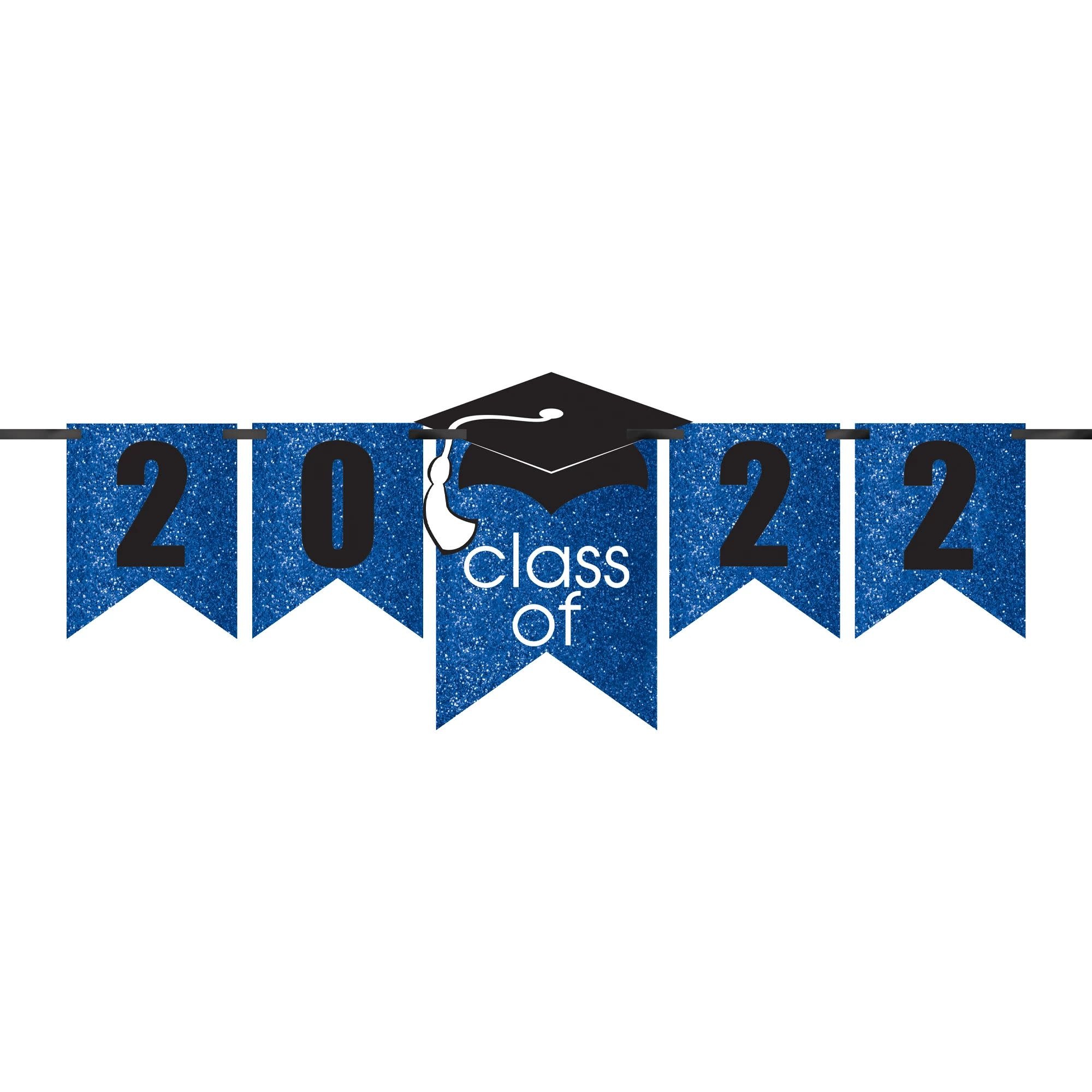 Grad Personalized Glitter Paper Letter Banner Kit - Blue, 12'