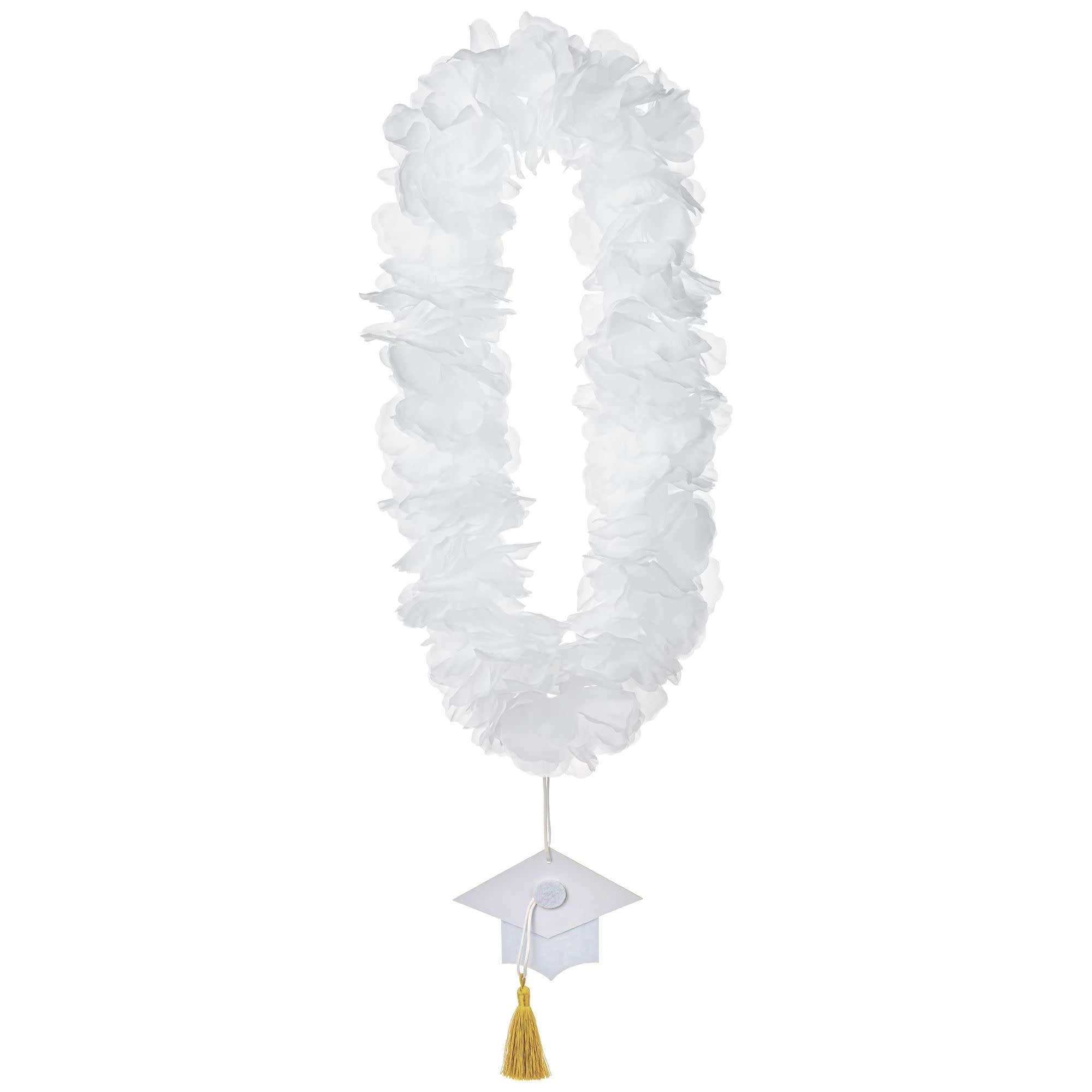 Grad School Colors Lei - White