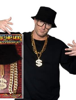 90's Hip Hop Kit Hat Glasses 2 Chains