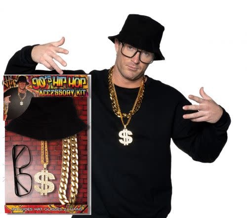 90's Hip Hop Kit Hat Glasses 2 Chains