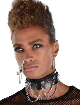 Spiked Dog Collar Choker w/ Chains