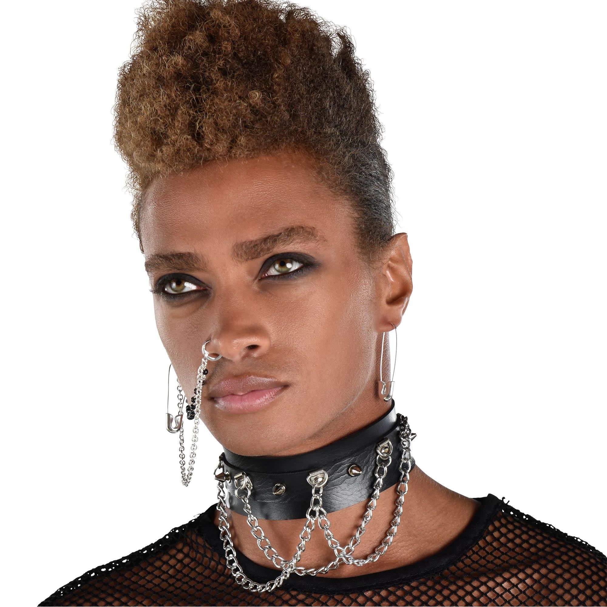 Spiked Dog Collar Choker w/ Chains