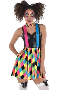 Neon Circus Skater Skirt With Suspender Set