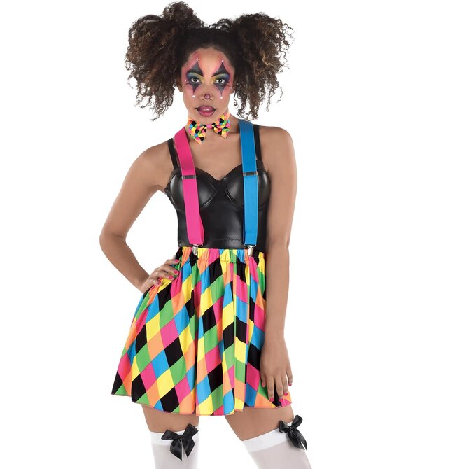 Neon Circus Skater Skirt With Suspender Set