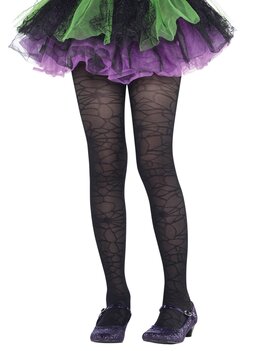 Black Spider Web Tights - Child M/L