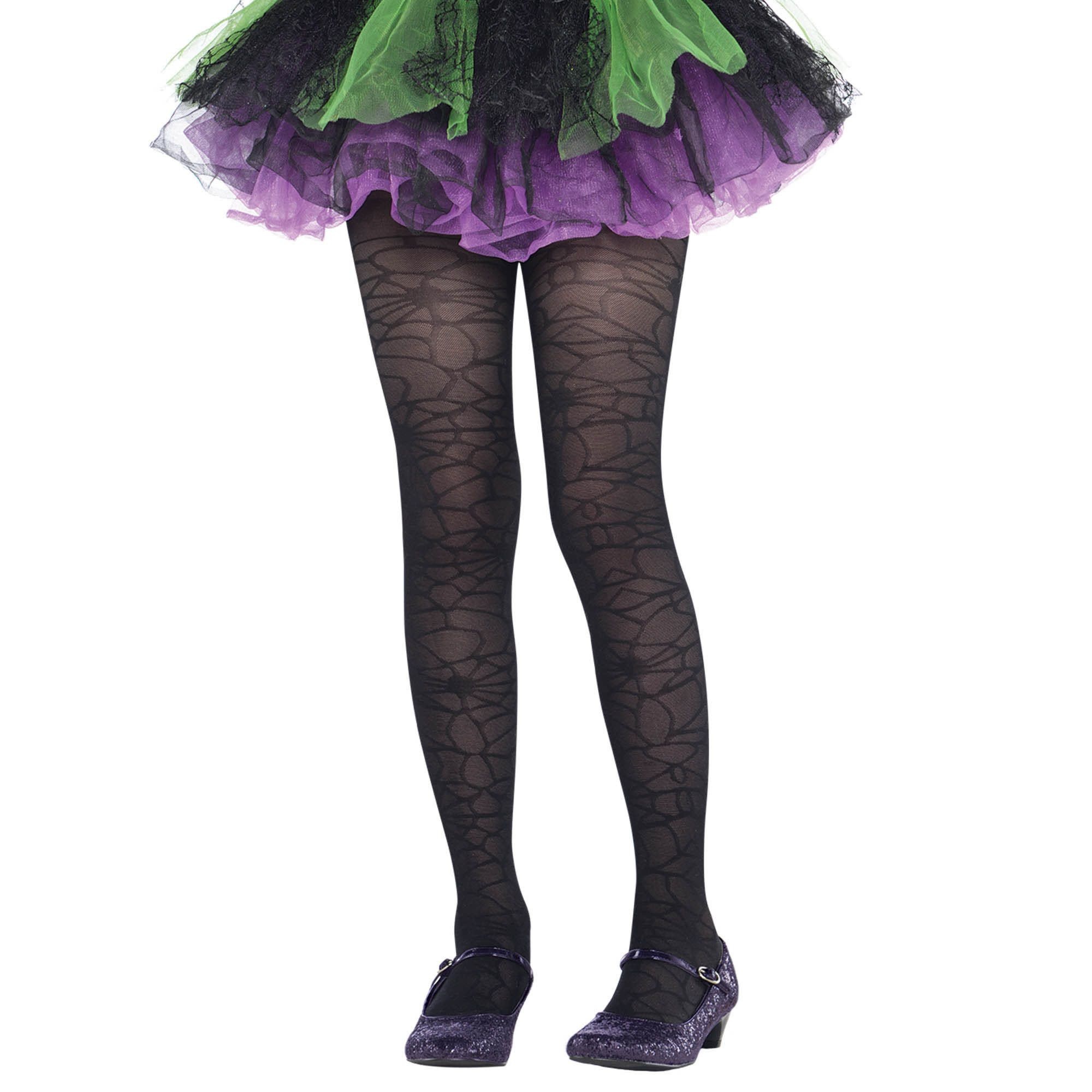 Black Spider Web Tights - Child M/L
