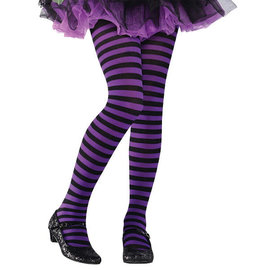 Childrens Purple/Black Striped Tights