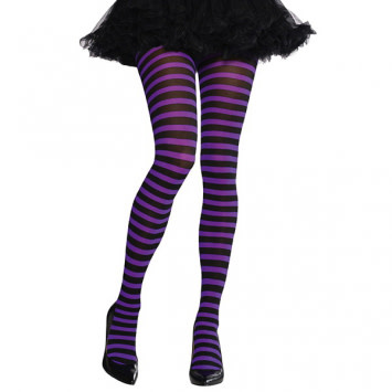 Adult Purple/ Black Striped Tights