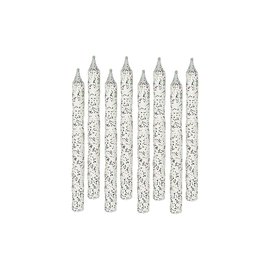 Large Glitter Spiral Candles - White 24 ct