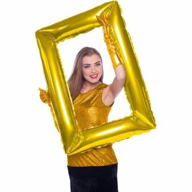 39" Inflatable Picture Frame Foil Balloon - Gold (Air Filled)