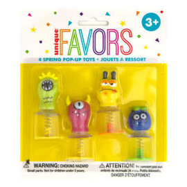 Cute Monsters Spring Pop Up Toy Favors, 4ct