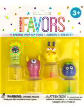 Cute Monsters Spring Pop Up Toy Favors, 4ct