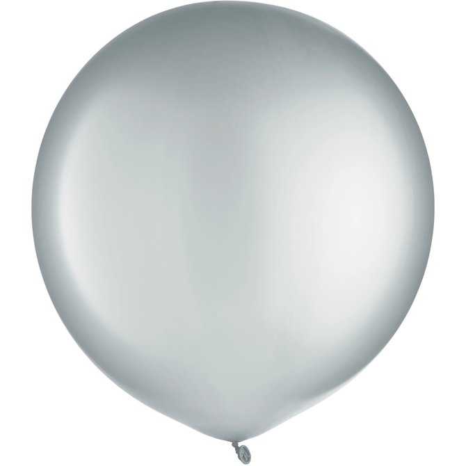 24" Round Latex Balloons - Pearlized - Silver 4ct