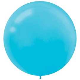 24" Round Latex Balloons- Caribbean Blue 4ct