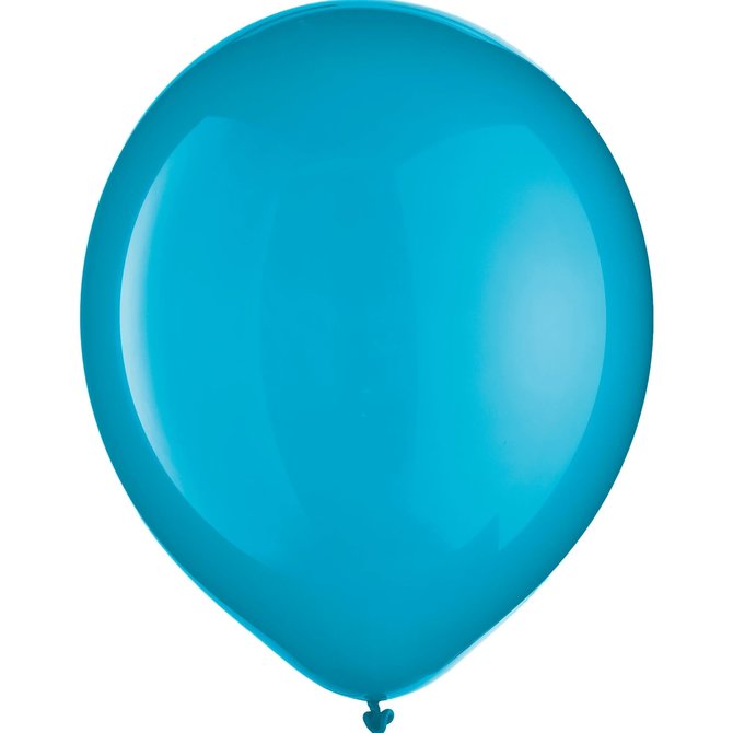 Caribbean Blue Solid Color Latex Balloons - Packaged, 15ct
