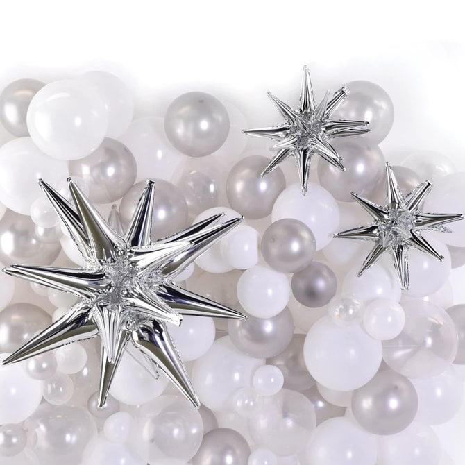 Magical Star Foil Balloon Accent Kit - Silver , 3ct