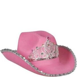 Pink Cowboy Hat w/Sequins & Tiara