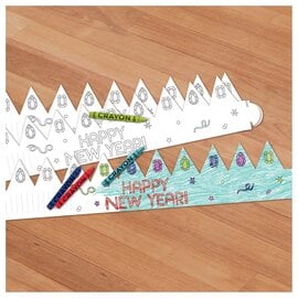 New Year's Eve Coloring Paper Crowns -8ct