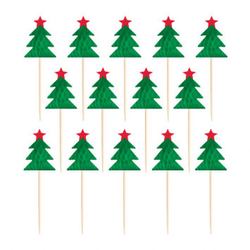 Christmas Tree Honeycomb Party Picks-12ct