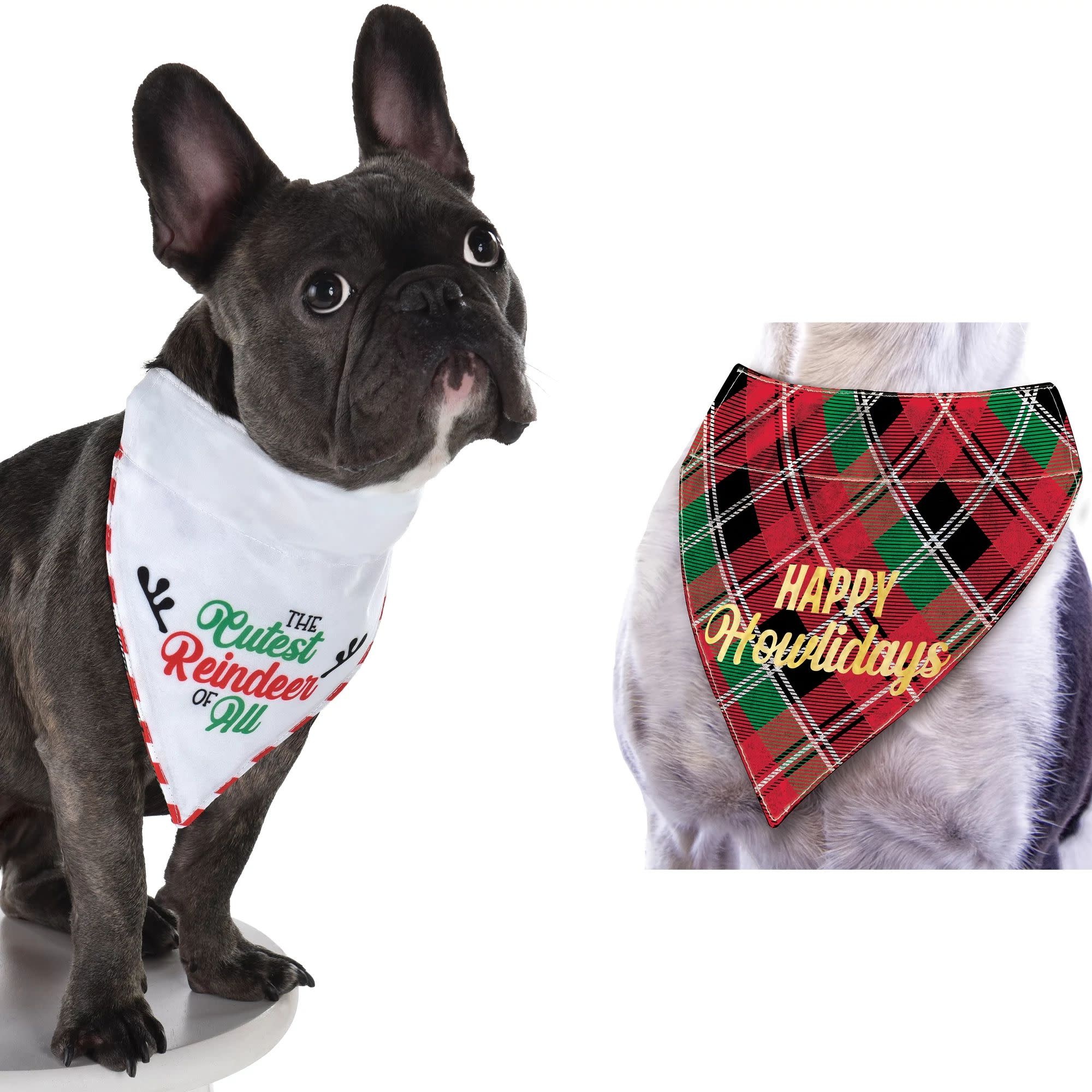 Reindeer Pet Bandana, Reversible