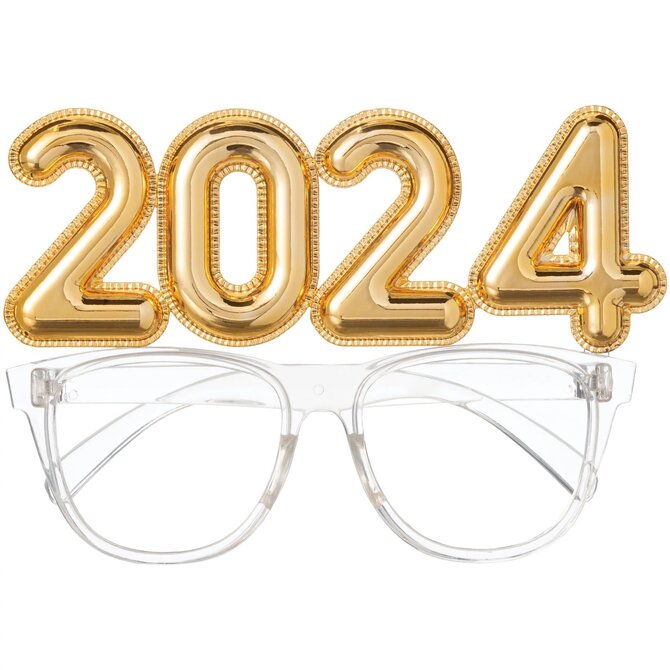 2024 Balloon Number Glasses - Gold