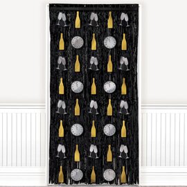 New Year's Door Curtain - Black, Silver, Gold
